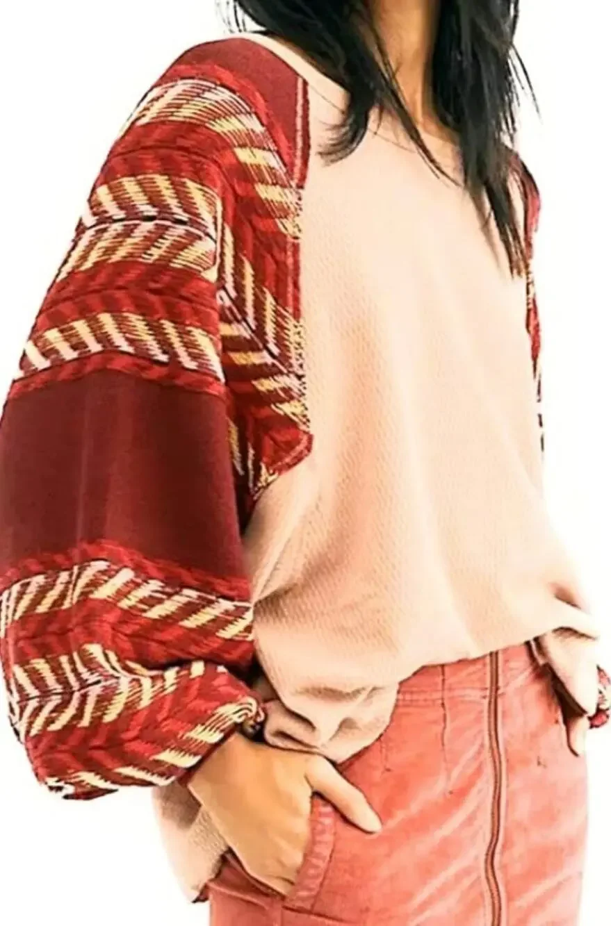 Free People We The Free Blush Pink Ribbed Knit Top Sweater Size Small